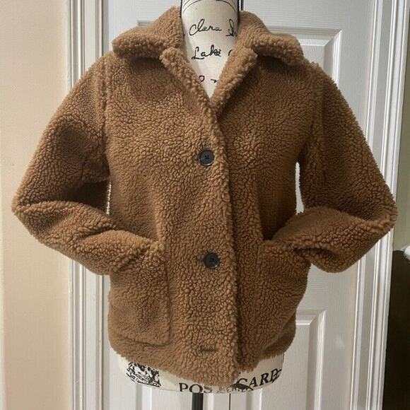 ABERCOMBIE & FITCH JACKET TEDDY BEAR TAN SZ XS COZZY TRENDY VERSATILE AESTHETIC - Picture 2 of 13
